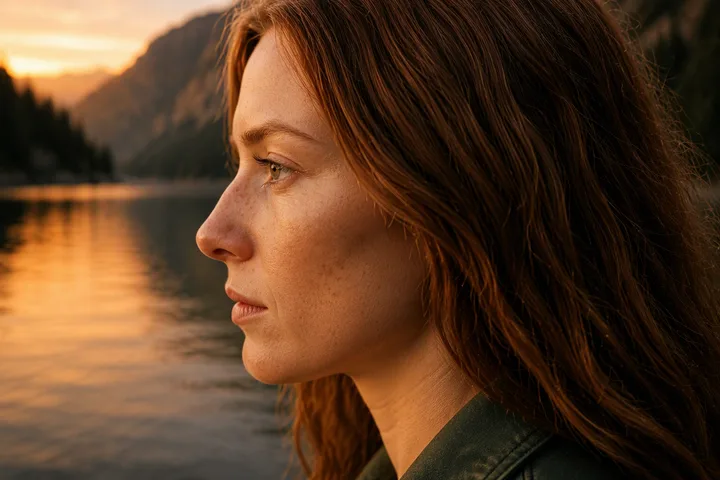 Close-up of Lena at the same lake